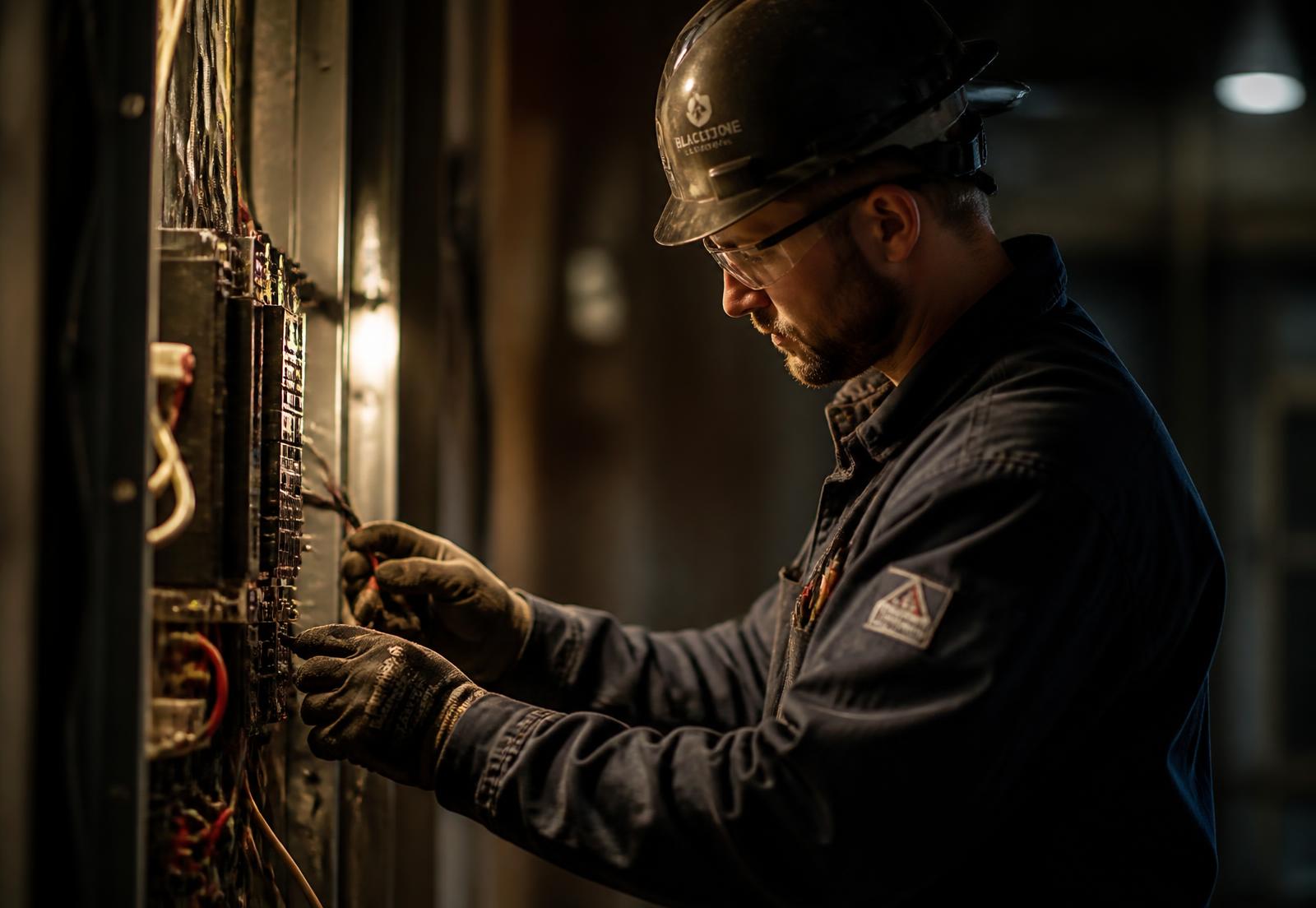 Licensed electrician upgrading a residential electrical panel in Lynwood CA